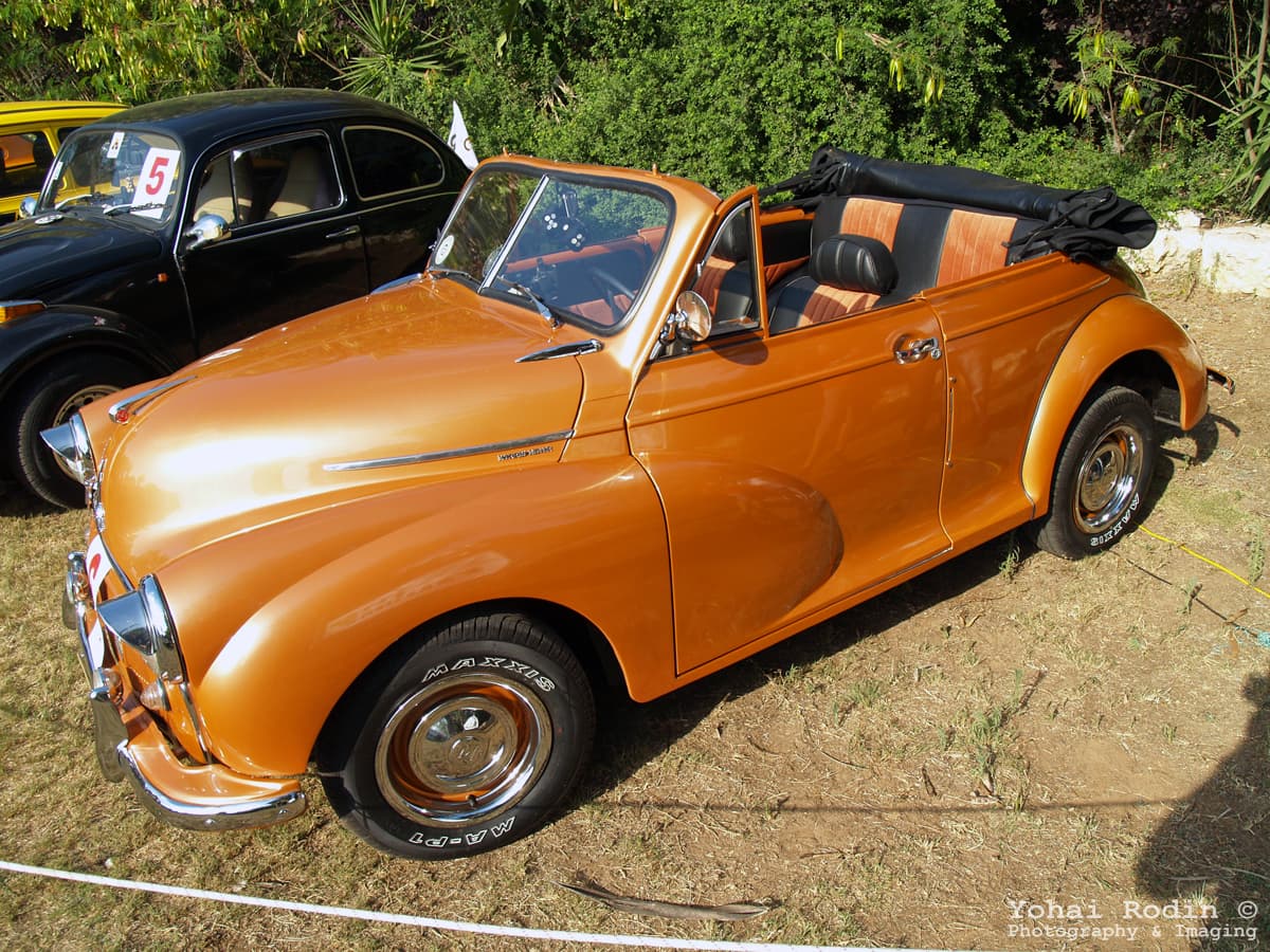 Vintage Mini Morris — Orange Open Hood