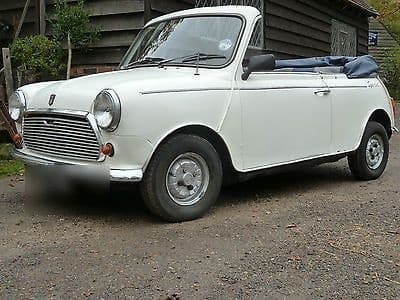 Vintage Mini Morris — White Open Hood