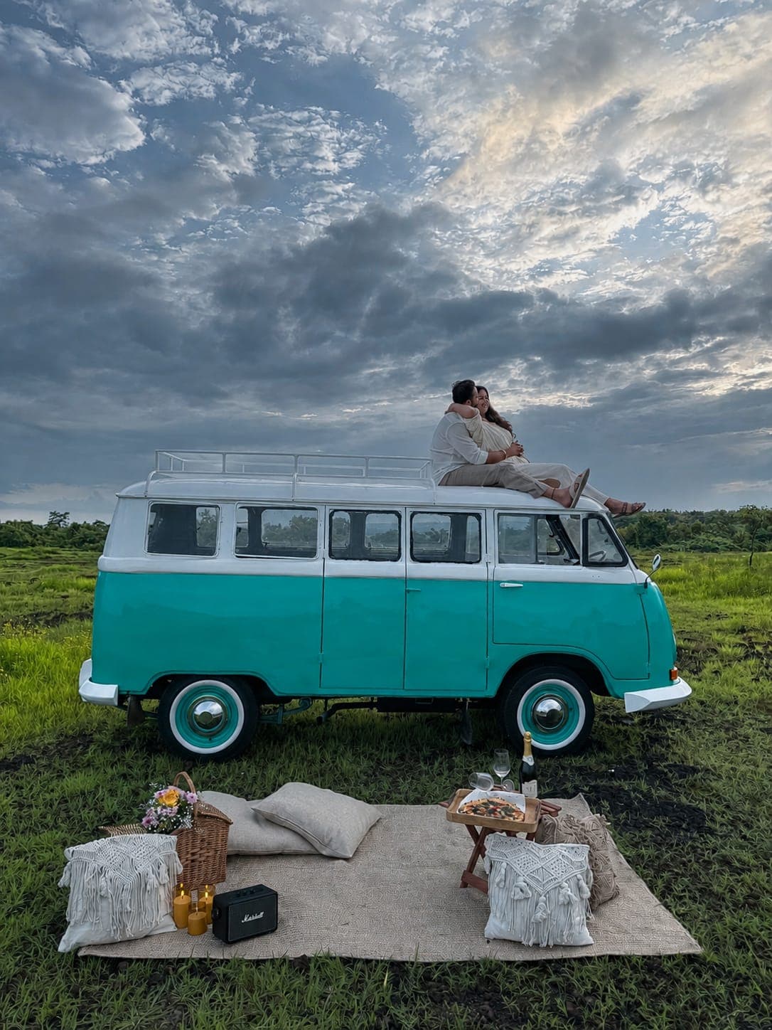 Vintage VW Camper Van - Light Blue