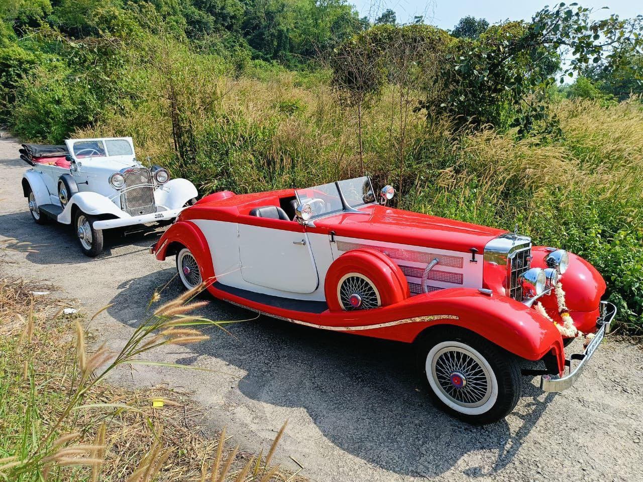 Mercedes Roadster 540 Orange & White Stripe Baraat Car in Goa