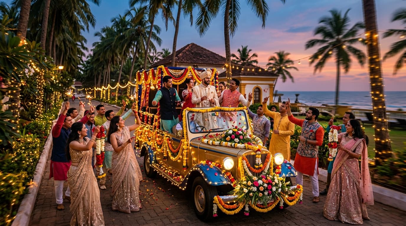 Baraat on Wheels Festive Evening Celebration in Goa