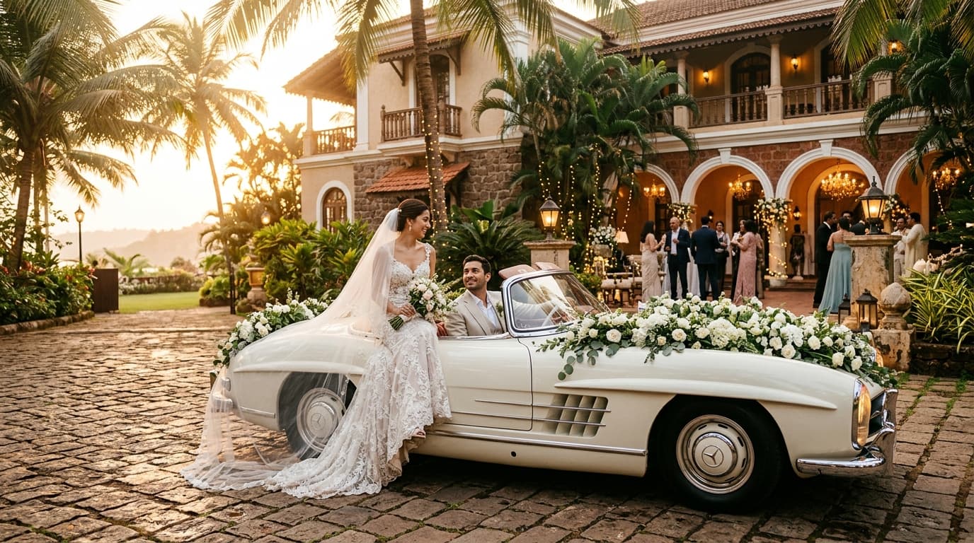 Luxury Destination Wedding at Portuguese Villa with Vintage Mercedes